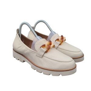 Vionic Cynthia Chain Link Lug Loafers Womens 7.5 Ivory Leather Comfort Capsule